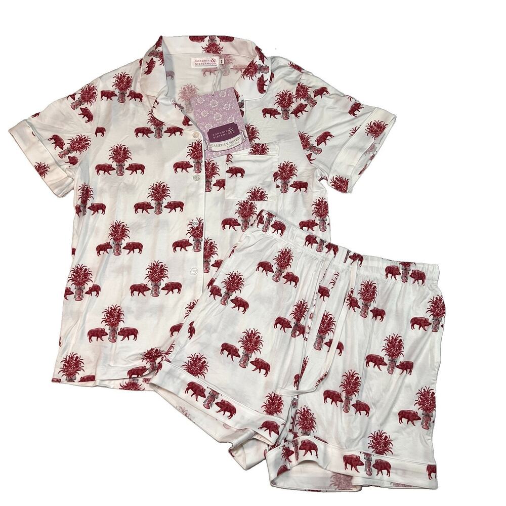 Sorority & Sisterhood Arkansas Razorbacks Pajama Set Womens Size XS Bamboo NWT